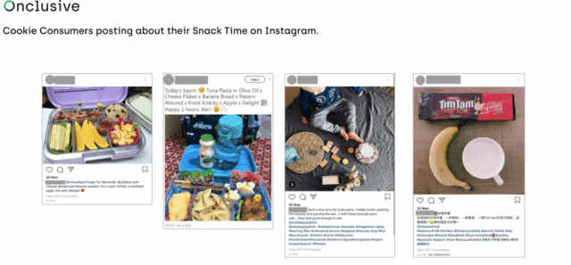  Instagram posts showing consumers sharing cookie snacking moments and recipes during snack time 