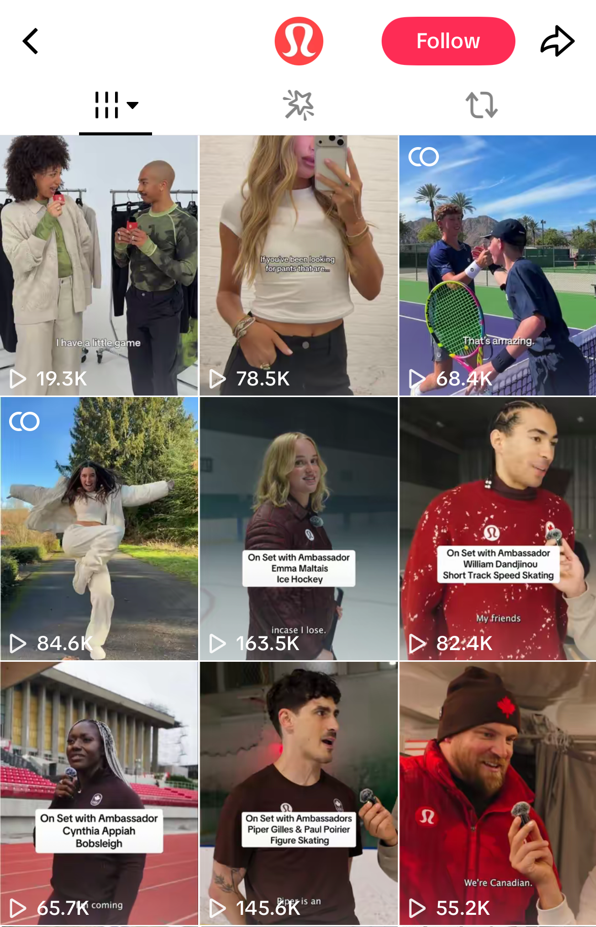 Example of a brand showcasing it's clothing through TikTok
