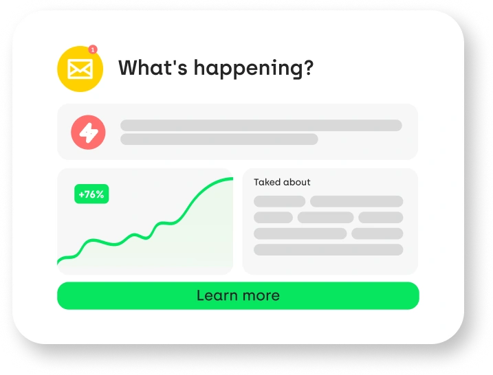 Graph with notification and text sections
