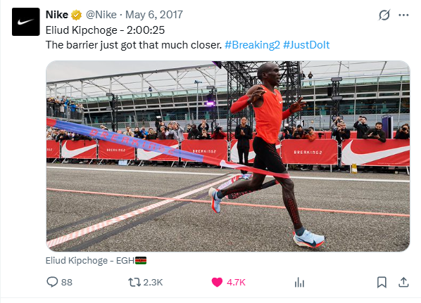 X Twitter statistics 2026 Nike, #Breaking2 (2017)