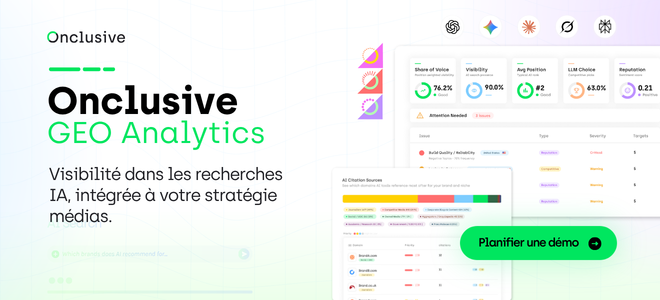 Onclusive GEO Analytics vous offre tout ce dont vous avez besoin pour identifier les lacunes de votre marque en matière de visibilité sur les réseaux sociaux. Réservez une démonstration pour le découvrir en action.