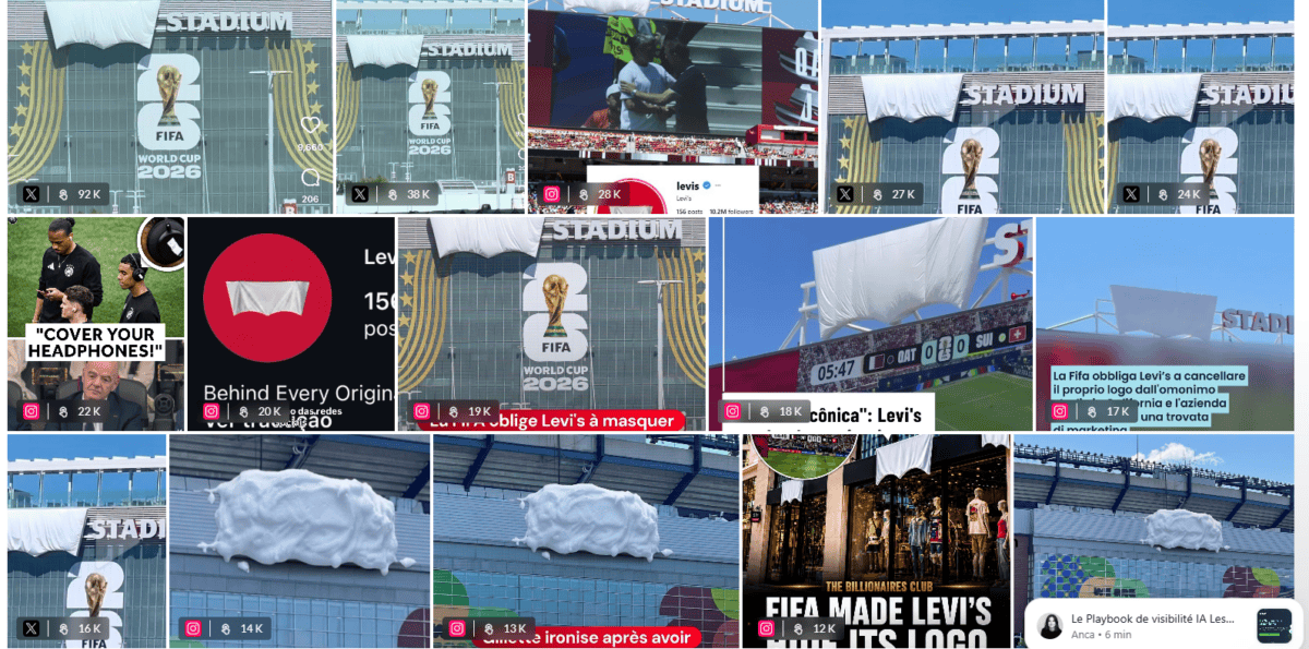 Ambush marketing: Excerpt from the buzz surrounding the Levi's logo. Via Onclusive Social