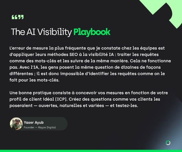 Yaser Ayub, fondateur de Rayze Digital, s'exprime sur la mesure de la visibilité dans la recherche IA