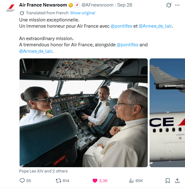 visite du pape Léon XIV en France
Dans le cockpit