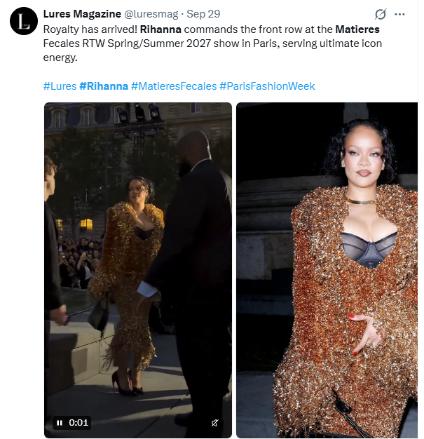 Rihanna commands the front row at the Matieres Fecales Paris Fashion Week SS27